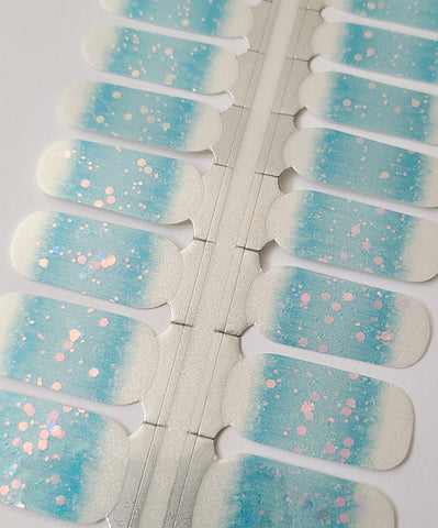 Image of Aquamarine Color Block Nail Wraps