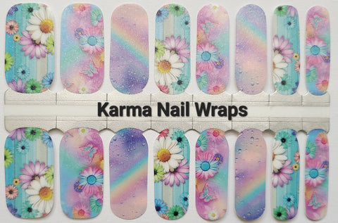 Image of Rainbow Daisies Nail Wraps