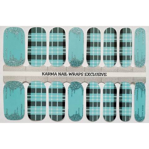 Image of Aqua Madras Plaid - Karma Exclusive Nail Wraps