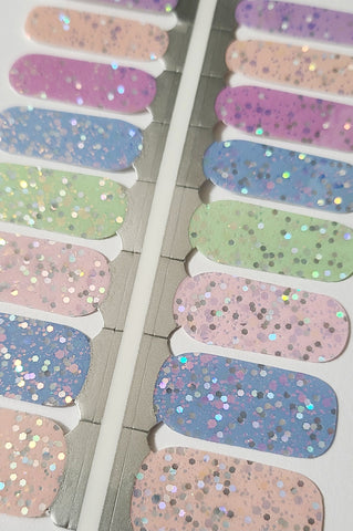 Image of Mixed Pastel Sequins Nail Wraps