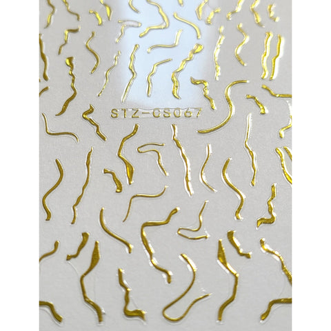 Image of Metallic Gold Lines Nail Accent Decals