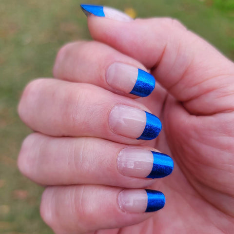 Image of Blue Metallic French Nail Wraps