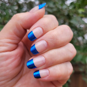 Blue Metallic French Nail Wraps