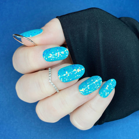 Image of Robin Egg Blue Sequins Nail Wraps