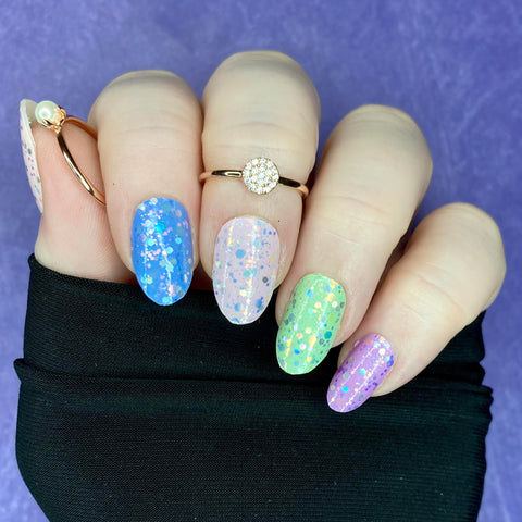 Image of Mixed Pastel Sequins Nail Wraps