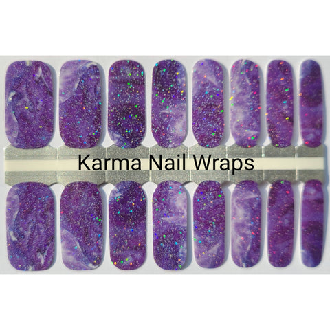 Image of Purple Marble Glitter Nail Wraps