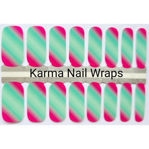 Image of Flowing Pink and Green Ombre Karma Exclusive Nail Wraps