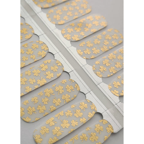Image of Gold Clover Overlay Nail Wraps