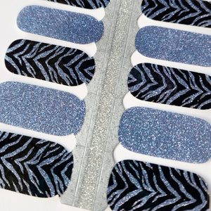 Blue Glitter Tigerstripes Nail Wraps