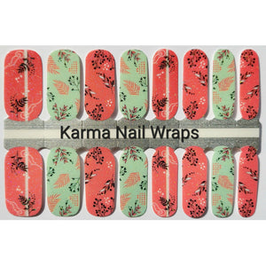Minty Coral Foliage - Karma Exclusive Nail Wraps