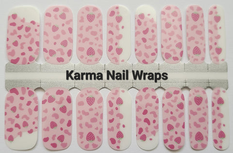 Image of Strawberries & Cream (Negative Space) Nail Wraps