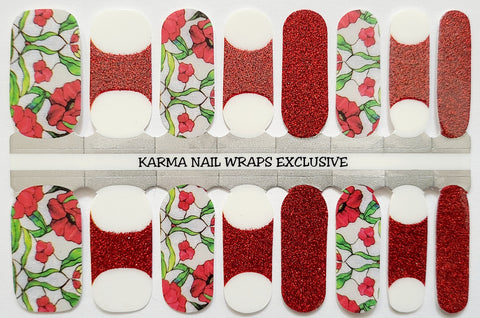 Image of Stained Glass Red Roses - Karma Exclusive Nail Wraps