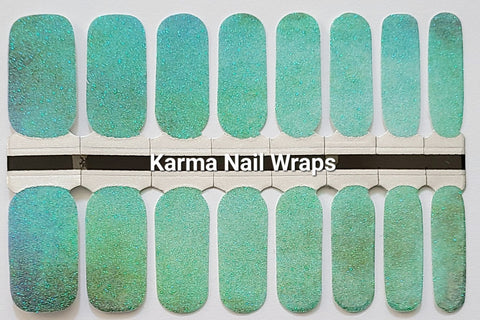 Image of Green Ombre Laser Glitter Nail Wraps