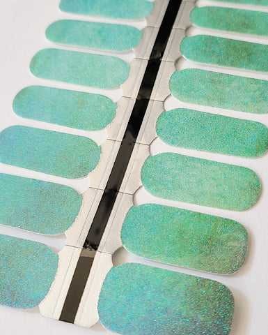 Image of Green Ombre Laser Glitter Nail Wraps