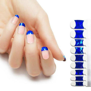 Luxury Blue Holo French Mani Nail Wraps