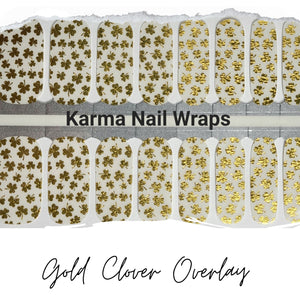 Gold Clover Overlay Nail Wraps