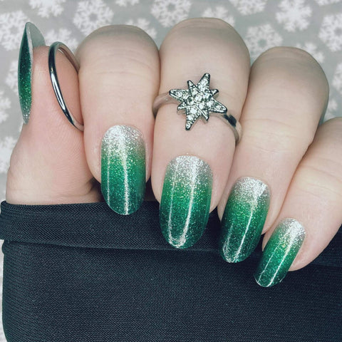 Image of Green Ombre Glitter Nail Wraps