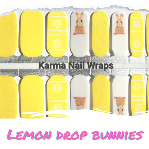 Image of Lemon Drop Bunnies Nail Wraps