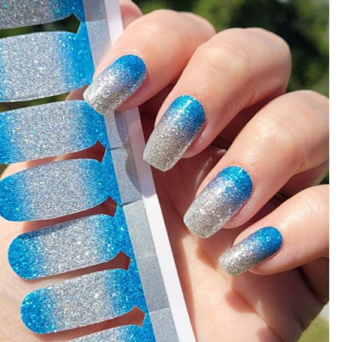 Image of Sky Blue Ombre Luxury Nail Wraps