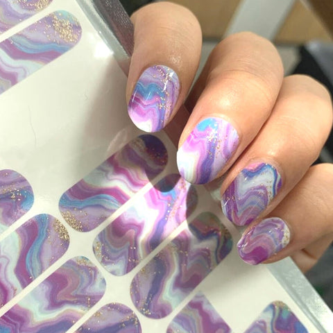 Image of Purple & Blue Aura Crystal Luxury Nail Wraps