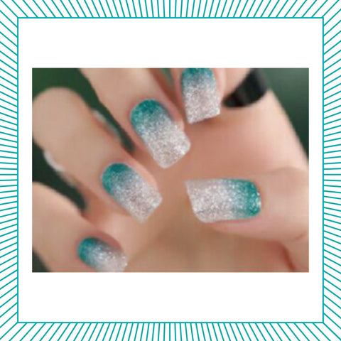 Image of Luxury Teal & Silver Glitter Nail Wraps
