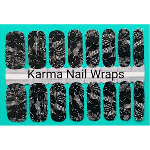 Black Velvet Lace Nail Wraps - Karma Nail Wraps