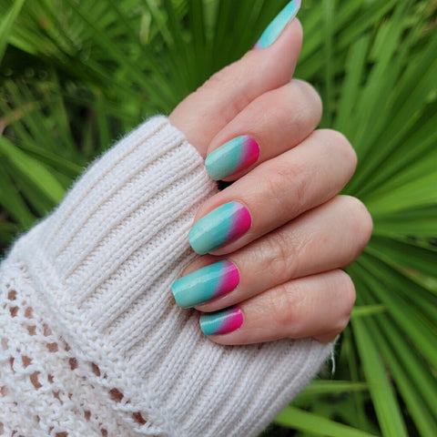 Flowing Pink and Green Ombre Karma Exclusive Nail Wraps