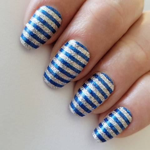 Image of Navy Lines Nail Wraps
