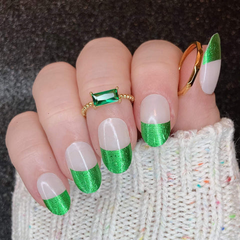 Image of Green Foil French Mani Nail Wraps