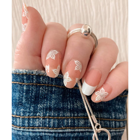Image of Peach Floral French Mani Luxury Nail Wraps