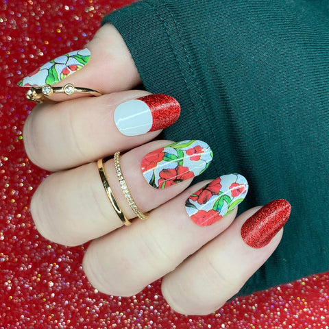 Image of Stained Glass Red Roses - Karma Exclusive Nail Wraps