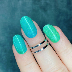 Green Ombre Laser Glitter Nail Wraps
