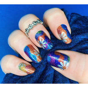 Glittered Groovy Daisies Nail Wraps