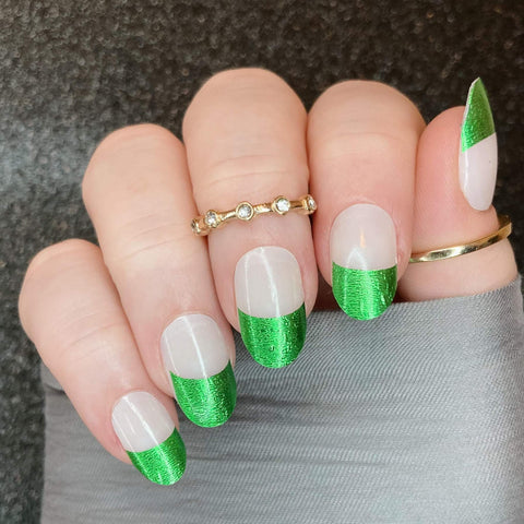 Image of Green Foil French Mani Nail Wraps